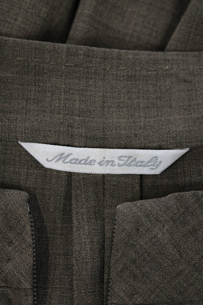 Max Mara Womens Wool Long Sleeve Full Zippered Blouse Top Brown Size 4