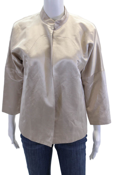 DKNY Women's Long Sleeves Open Front Basic Jacket Beige Size 8
