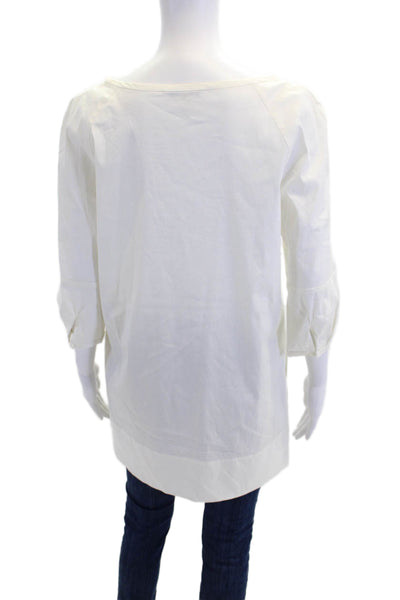 DKNYC Women's Round Neck Short Sleeves Tunic Blouse White Size S