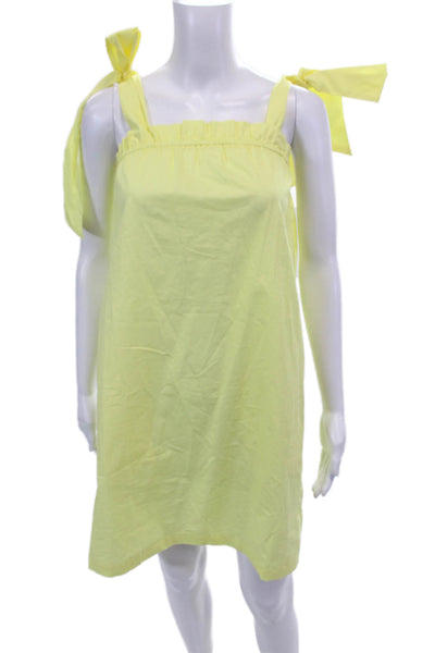 J Crew Womens Cotton Sleeveless Tied Square Neck Mini Dress Yellow Size 2XS