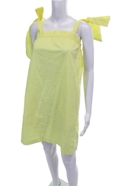 J Crew Womens Cotton Sleeveless Tied Square Neck Mini Dress Yellow Size 2XS