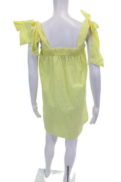 J Crew Womens Cotton Sleeveless Tied Square Neck Mini Dress Yellow Size 2XS