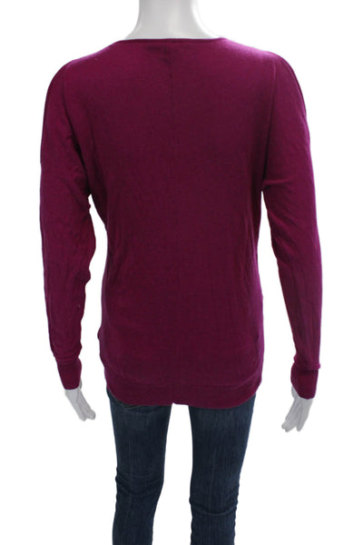DKNY Womens Silk Blend V Neck Long Sleeves Sweater Violet Pink Size Small
