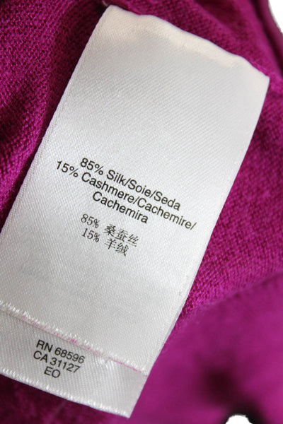 DKNY Womens Silk Blend V Neck Long Sleeves Sweater Violet Pink Size Small