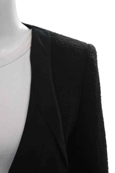 DKNY Womens Hook Closure Long Sleeves Jacket Black Wool Blend Size 4