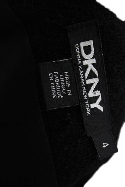 DKNY Womens Hook Closure Long Sleeves Jacket Black Wool Blend Size 4