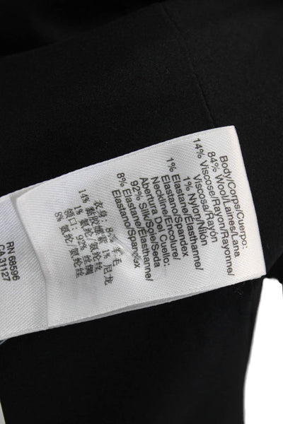 DKNY Womens Hook Closure Long Sleeves Jacket Black Wool Blend Size 4