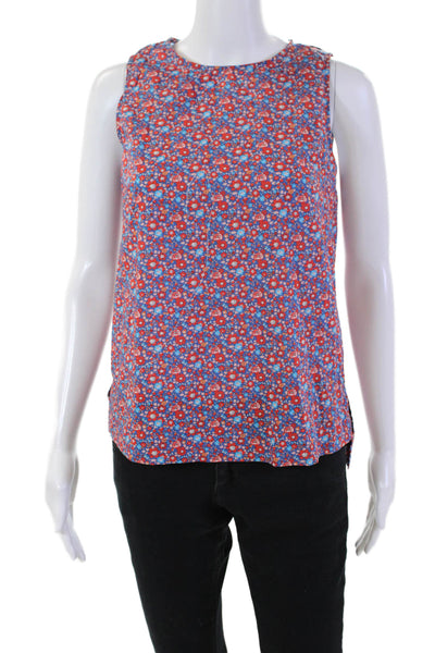 J Crew Womens Cotton Floral Print Round Neck Tank Top Blouse Multicolor Size 00