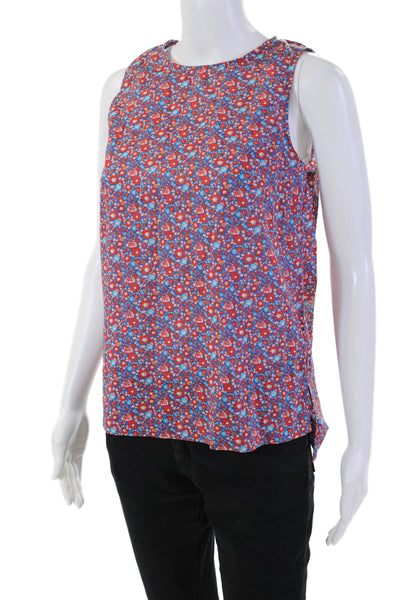 J Crew Womens Cotton Floral Print Round Neck Tank Top Blouse Multicolor Size 00