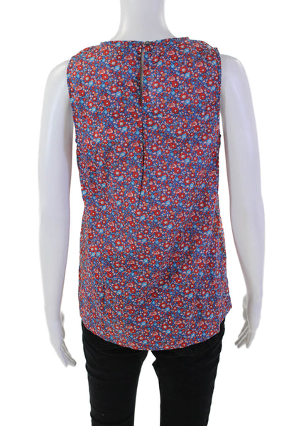 J Crew Womens Cotton Floral Print Round Neck Tank Top Blouse Multicolor Size 00