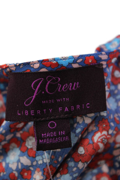 J Crew Womens Cotton Floral Print Round Neck Tank Top Blouse Multicolor Size 00