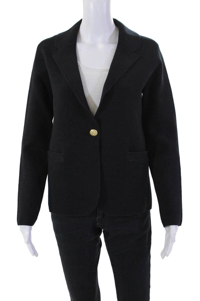 J Crew Womens Cotton Blend Woven Texture One Button Blazer Jacket Black Size S