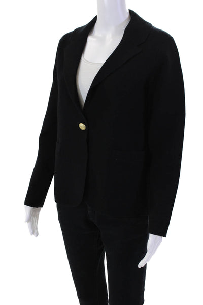 J Crew Womens Cotton Blend Woven Texture One Button Blazer Jacket Black Size S