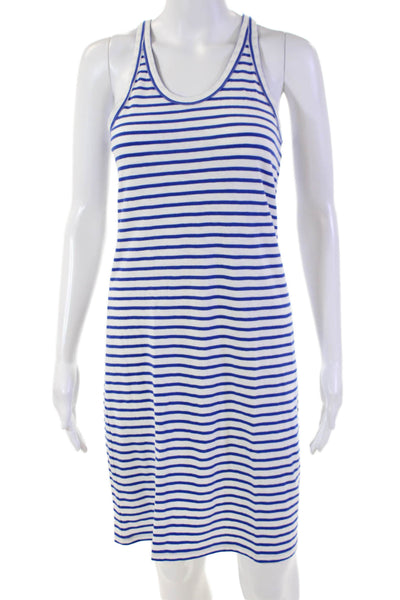 J Crew Womens Cotton Blue Striped Print Scoop Neckline Tank Dress White Size XS