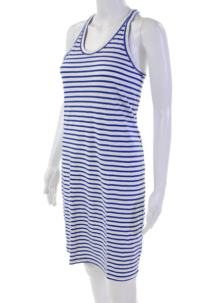 J Crew Womens Cotton Blue Striped Print Scoop Neckline Tank Dress White Size XS