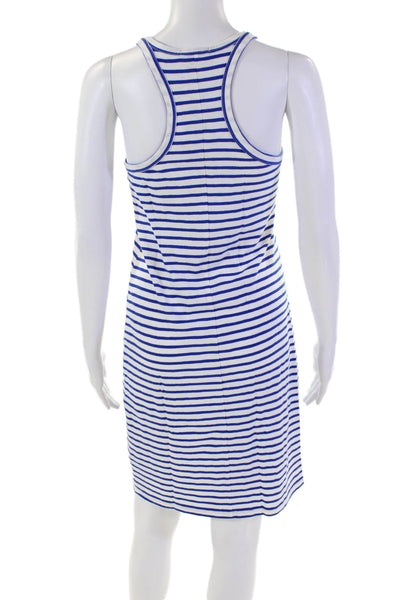 J Crew Womens Cotton Blue Striped Print Scoop Neckline Tank Dress White Size XS
