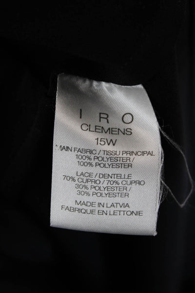 IRO Womens Long Sleeve Mesh Trim Snap Closure Shift Dress Black Size 38