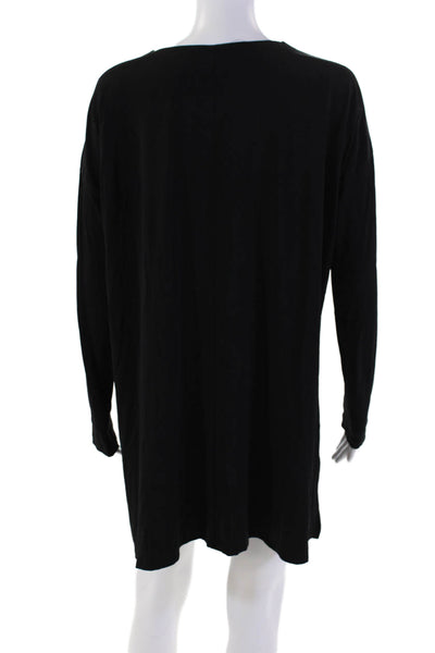 Lafayette 148 New York Womens V Neck Long Sleeve Pleated Mini Dress Black Size S