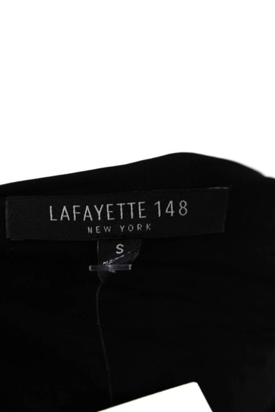 Lafayette 148 New York Womens V Neck Long Sleeve Pleated Mini Dress Black Size S
