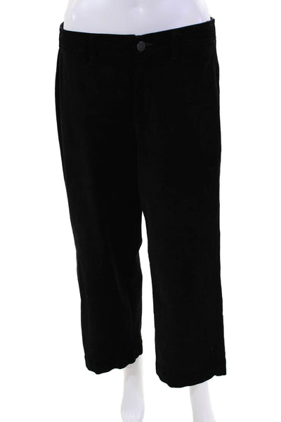 Paige Womens Zipper Fly High Rise Nellie Velvet Wide Leg Jeans Black Size 30