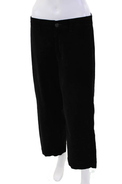 Paige Womens Zipper Fly High Rise Nellie Velvet Wide Leg Jeans Black Size 30