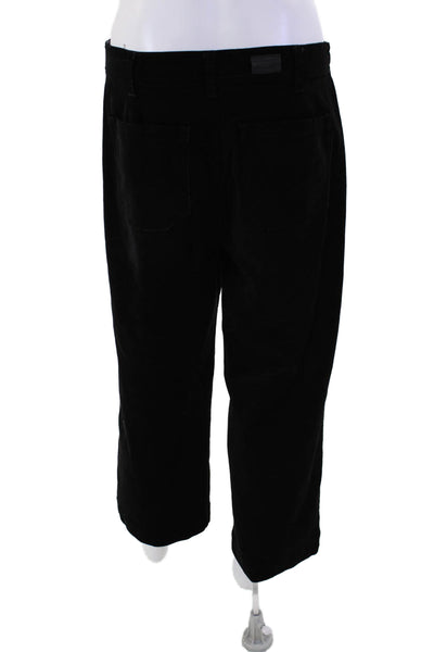 Paige Womens Zipper Fly High Rise Nellie Velvet Wide Leg Jeans Black Size 30
