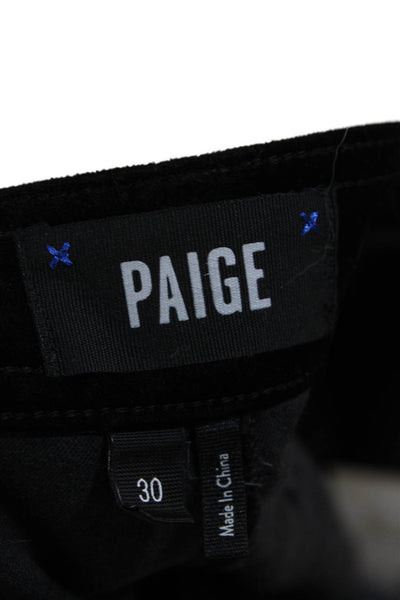 Paige Womens Zipper Fly High Rise Nellie Velvet Wide Leg Jeans Black Size 30
