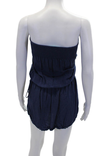 Melissa Odabash Womens Embellished Textured Strapless Dress Blue Size Medium