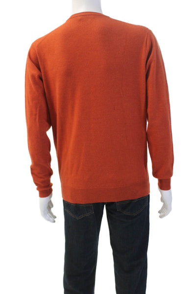 Peter Millar Womens Merino Wool Long Sleeve V Neck Sweater Orange Size M