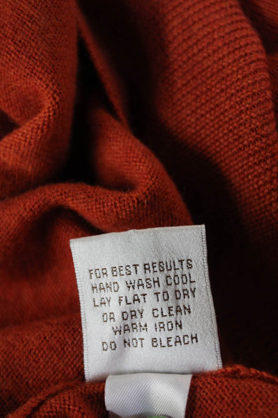 Peter Millar Womens Merino Wool Long Sleeve V Neck Sweater Orange Size M