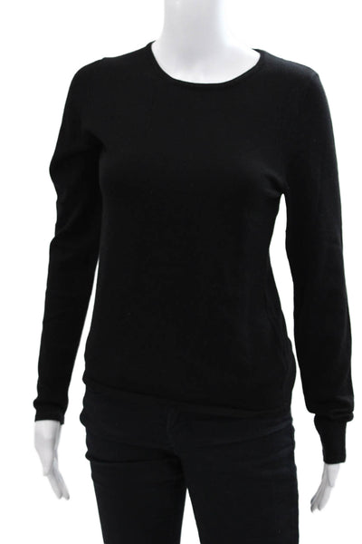 Allison Womens Crew Neck Long Sleeve Pullover Sweater Top Solid Black Size L