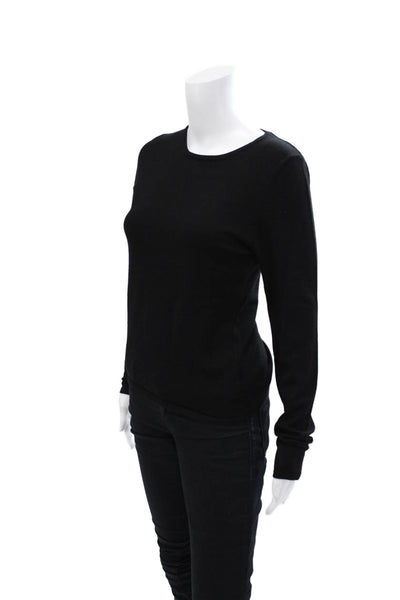 Allison Womens Crew Neck Long Sleeve Pullover Sweater Top Solid Black Size L