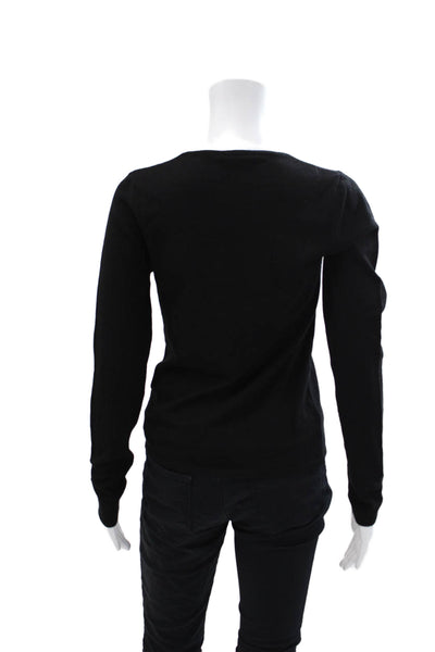 Allison Womens Crew Neck Long Sleeve Pullover Sweater Top Solid Black Size L