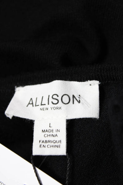 Allison Womens Crew Neck Long Sleeve Pullover Sweater Top Solid Black Size L
