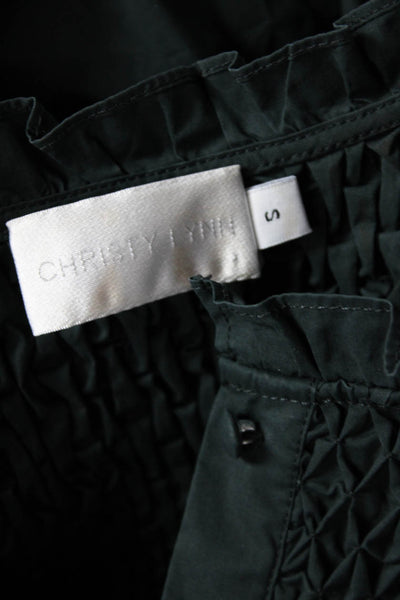 Christy Lynn Womens Short Sleeves Button Down Dress Black Cotton Size Small