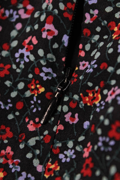 Madewell Womens Silk Floral Printed Asymmetrical Buttoned Dress Black Size 2
