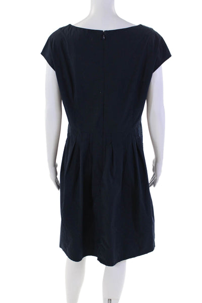 Uniqlo Womens Back Zip Cap Sleeve Boat Neck Knee Length Shift Dress Navy Large