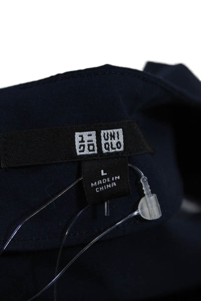 Uniqlo Womens Back Zip Cap Sleeve Boat Neck Knee Length Shift Dress Navy Large