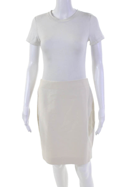 J Crew Womens Cotton Unlined Zipped Straight Pencil Mini Skirt Oatmeal Size 6P