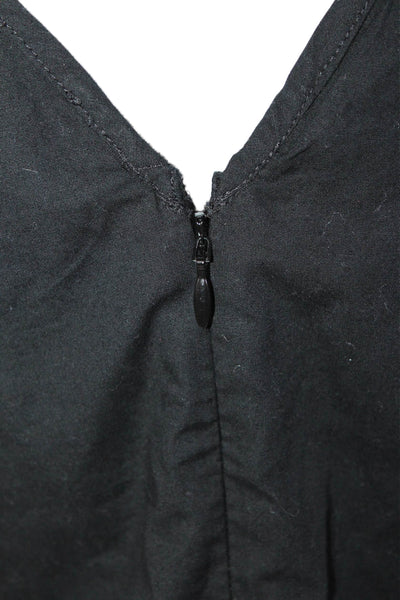 J Crew Womens Cotton Puff Sleeve Zipped V-Shaped Back Blouse Black Size 0