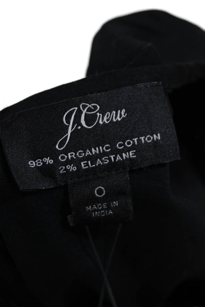 J Crew Womens Cotton Puff Sleeve Zipped V-Shaped Back Blouse Black Size 0