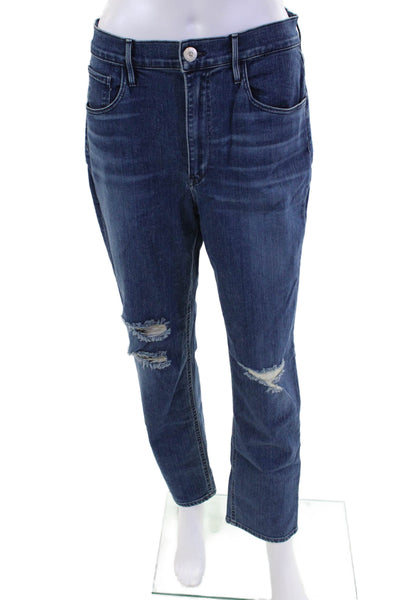 3x1 NYC Womens Medium Wash Distress Slim Straight Leg Denim Jeans Blue Size 30