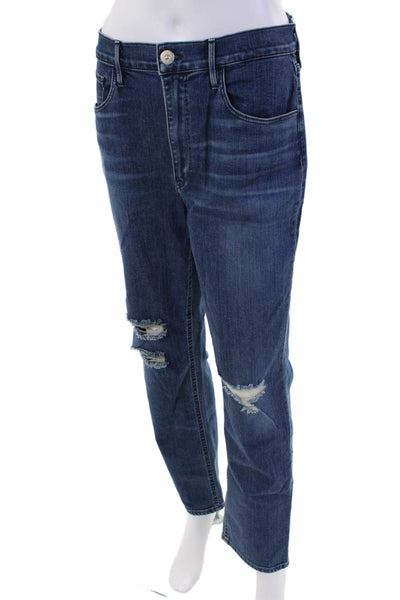 3x1 NYC Womens Medium Wash Distress Slim Straight Leg Denim Jeans Blue Size 30