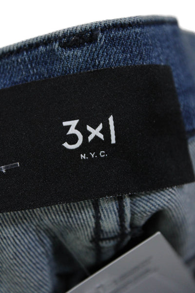 3x1 NYC Womens Medium Wash Distress Slim Straight Leg Denim Jeans Blue Size 30