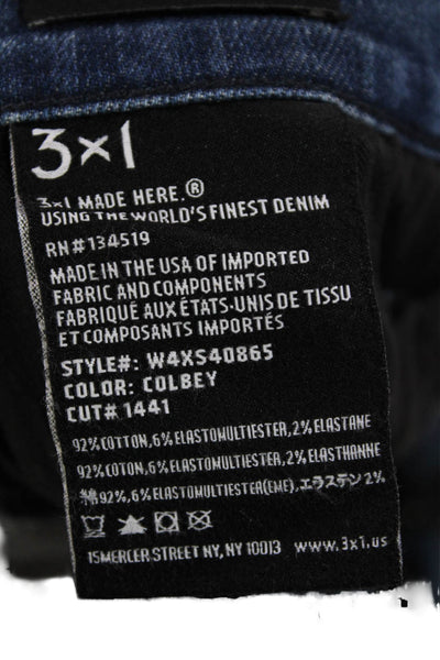 3x1 NYC Womens Medium Wash Distress Slim Straight Leg Denim Jeans Blue Size 30