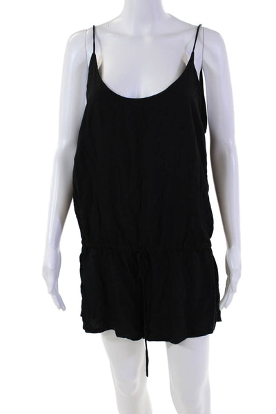 Mikoh Womens Scoop Neck Drawstring Waist Sleeveless Romper Black Size 2