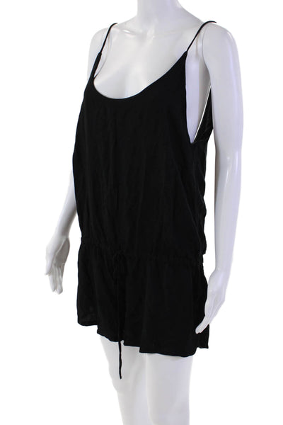Mikoh Womens Scoop Neck Drawstring Waist Sleeveless Romper Black Size 2