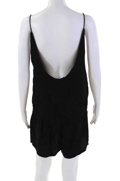Mikoh Womens Scoop Neck Drawstring Waist Sleeveless Romper Black Size 2