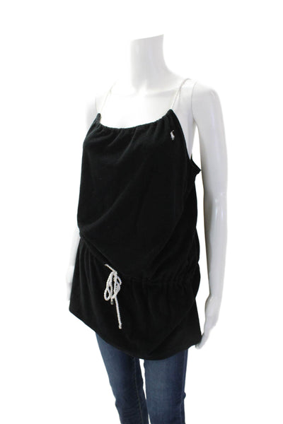 Polo Ralph Lauren Womens Cotton Sleeveless Halter Neck Peplum Top Black Size M