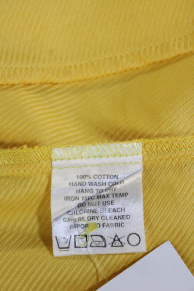 Farinaz Taghavi Womens Long Sleeves Button Down Shirt Yellow Cotton Size 6